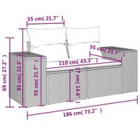5-delige Loungeset met kussens poly rattan grijs - thumbnail