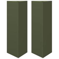 Plantenbakken 2 st driehoek 30x26x75 cm staal olijfgroen - thumbnail