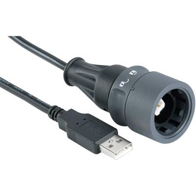 Bulgin USB-cable beidseitig verriegelbar PXP6040/B/2M00 Typ B (Verriegelung) at Typ A PXP6040/B/2M0
