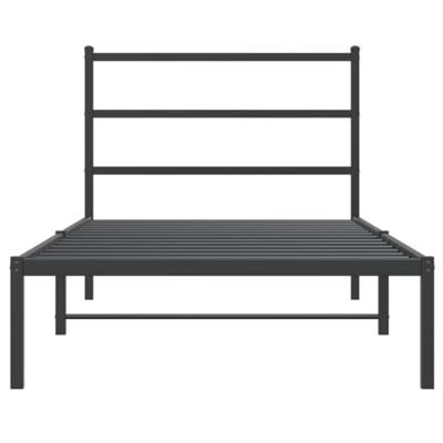 Bedframe met hoofdbord metaal zwart 100x190 cm