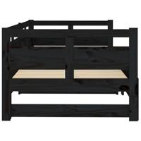 Slaapbank uitschuifbaar massief grenenhout zwart 2x(80x200) cm - thumbnail