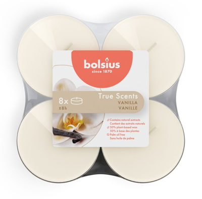 Bolsius True Scents Maxilichten Vanille 8 Stuks