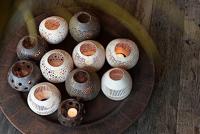 J-Line theelichthouder Kokosnoot - jute - naturel - 2 stuks - thumbnail