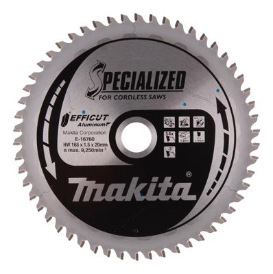 Makita Accessoires E-16760 | Afkort- en cirkelzaagblad | Aluminium | Efficut | 165x20mm | 54T - E-16760
