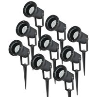 Set van 9 LED prikspots - Dimbaar - Kantelbaar - 4000K neutraal wit - 4 Watt 345 Lumen - IP65 - Waterdicht - Zwart - Tuinspot - tuinverlichting - padverlichting - thumbnail