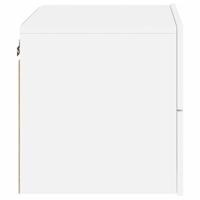 Nachtkastje met LED-verlichting wandgemonteerd wit - thumbnail