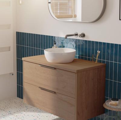 Saqu Lima voorgemonteerd badmeubel met grafiet greep incl. keramische waskom 100cm toffee