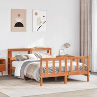 Bedframe met hoofdbord massief grenenhout wasbruin 160x200 cm - thumbnail