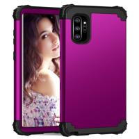 PC + silicone driedelige anti-drop beschermhoes voor Galaxy Note10 + (Dark Purple) - thumbnail
