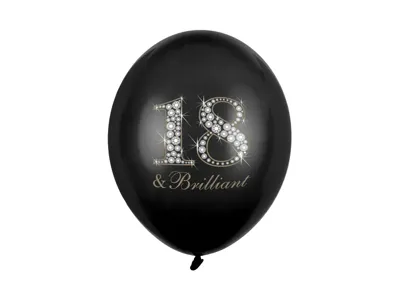Ballonnen Zwart 18 & Brilliant (6st)