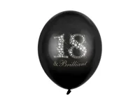 Ballonnen Zwart 18 & Brilliant (6st) - thumbnail
