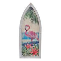 Wanddecoratie DKD Home Decor Hout Roze flamingo Tropisch - thumbnail