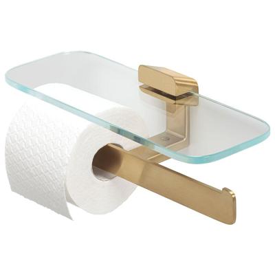 Toiletrolhouder Dubbel Geesa Shift met Planchet Geborsteld Goud Geesa