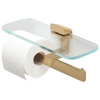 Toiletrolhouder Dubbel Geesa Shift met Planchet Geborsteld Goud Geesa - thumbnail