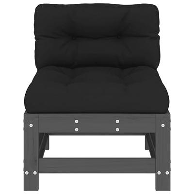 Middenbank met kussens massief grenenhout grijs