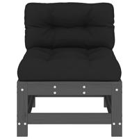 Middenbank met kussens massief grenenhout grijs - thumbnail