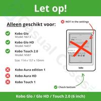 Lunso - Lederen sleepcover hoes - Kobo Glo / Glo HD / Touch 2.0 (6 inch) - Cognac - thumbnail