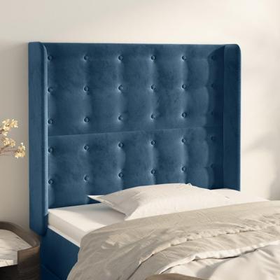 Hoofdbord met randen 83x16x118/128 cm fluweel blauw