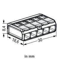 WAGO 221-485 Verbindingsklem Flexibel: 0.20-4 mm² Massief: 0.20-4 mm² Aantal polen: 5 1 stuk(s) Transparant, Wit - thumbnail