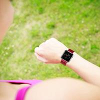 By Qubix - Bandje met gaatjes - 2 kleuren - Rood met zwart - Compatible met Apple Watch 38mm / 40mm / 41mm / 42mm - Compatible Apple watch bandjes - thumbnail