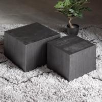 WOOOD Vierkante Bijzettafel 'Sanne' Set van 2 stuks, kleur zwart - thumbnail