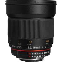 SAMYANG 882112 16/2,0 lens DSLR Nikon F AE handmatige focus automatische diafragmaring fotolens, groothoeklens zwart - thumbnail