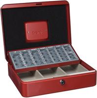 Geldkist Pavo met muntsorteerbak 300x240x90mm rood - thumbnail