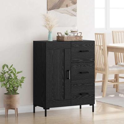 Dressoir met lade Zwart eiken 69.5 x 34 x 90 cm Bewerkt hout Dressoir met lade Zwart eiken 69.5 x 34 x 90 cm Bewerkt hout