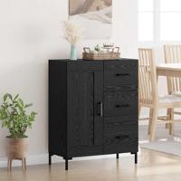 Dressoir met lade Zwart eiken 69.5 x 34 x 90 cm Bewerkt hout - thumbnail