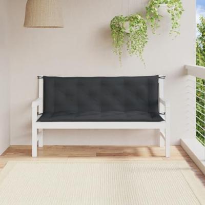 VidaXL Tuinbankkussens 2 st 150x50x7 cm stof gemêleerd antracietkleur