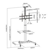 ACT AC8370 Mobiele Vloersteun | TV of Monitor | 1 Scherm tot 70 Inch | VESA | MultiMedia Drager | Zwart - thumbnail