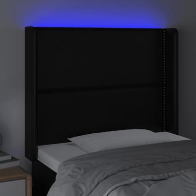 Hoofdbord LED 163x16x78/88 cm kunstleer zwart - thumbnail
