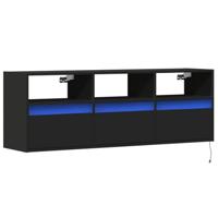 Tv-wandmeubel met LED-verlichting 130x31x45 cm zwart - thumbnail