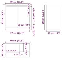 Wastafelkast 60x33x60 cm bewerkt hout artisanaal eikenkleurig - thumbnail