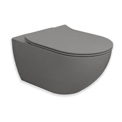 Royal Plaza Belbo wandcloset - 55cm - cycloneflush - zonder spoelrand - met toiletzitting - antracite SW1127092 / SW1075544