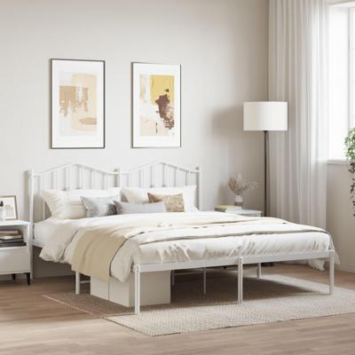 Bedframe met hoofdbord metaal wit 183x213 cm Bedframe met hoofdbord metaal wit 183x213 cm
