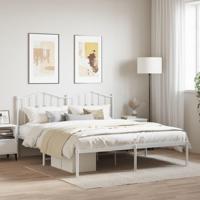 Bedframe met hoofdbord metaal wit 183x213 cm - thumbnail