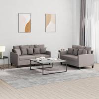 2-delige Loungeset met kussens stof taupe - thumbnail