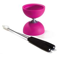 Eureka Rubber diabolo met aluminium stokken - roze - thumbnail