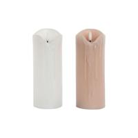 LED kaars DKD Home Decor Wit Licht Roze 7.5 x 7.5 x 20 cm 7,5 x 7,5 x 20 cm (AA) (2 Stuks) - thumbnail
