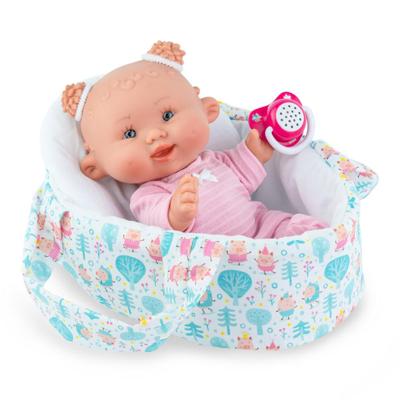 Babypop Valentina inclusief draagmand en speentje met geluid - 26 cm Babypop Valentina inclusief draagmand en speentje met geluid - 26 cm