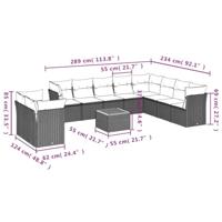 11-delige Tuinset met kussens poly rattan beige - thumbnail