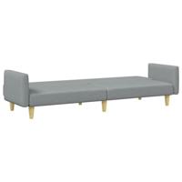 Slaapbank 2-zits met kussens en voetenbank stof dlichtgrijs - thumbnail