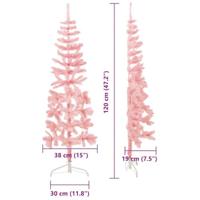 VidaXL Kunstkerstboom half met standaard smal 120 cm roze - thumbnail