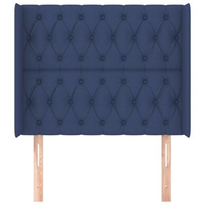 Hoofdbord met randen 163x16x78/88 cm stof blauw - thumbnail