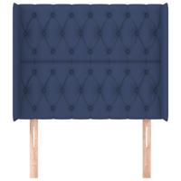Hoofdbord met randen 147x16x118/128 cm stof blauw - thumbnail