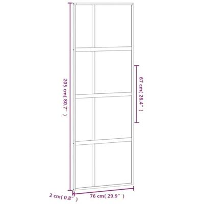 VidaXL Schuifdeur 76x205 cm gehard glas en aluminium zwart VidaXL Schuifdeur 76x205 cm gehard glas en aluminium zwart