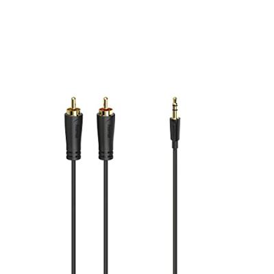 Hama Audiokabel, 3,5-mm-jack-stekker - 2 cinch-stekker, stereo, verguld, 3,0 m Mini jack kabel Zwart