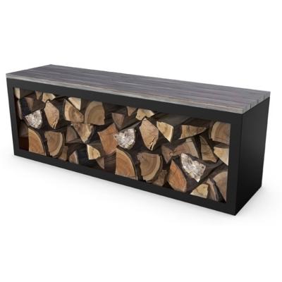 Beltza zwarte Houtopslag met bank 1500 x 385 x 500 mm Geroba - Geroba Beltza zwarte Houtopslag met bank 1500 x 385 x 500 mm Geroba - Geroba