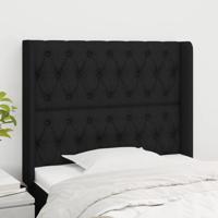 Hoofdbord met randen 93x16x118/128 cm stof zwart - thumbnail